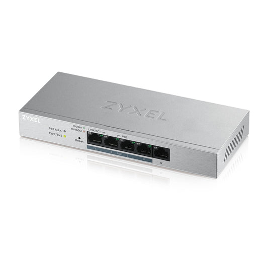 ZYXEL SWITCH UNMANAGED PLUS 5 PORTE GIGABIT (4 PoE), EASY MANAGEMENT PER VLAN, QoS, DESIGN SENZA VENTOLE, DESKTOP [GS1200-5HPV2-EU0101F]