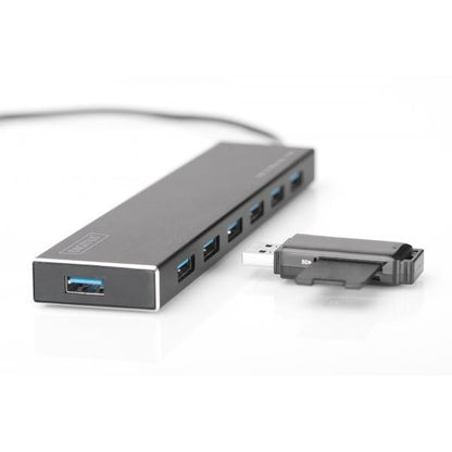 Digitus USB 3.0 Hub - 7-port Incl. 5V/3,5A power supply - Aluminium housing [DA-70241-1]