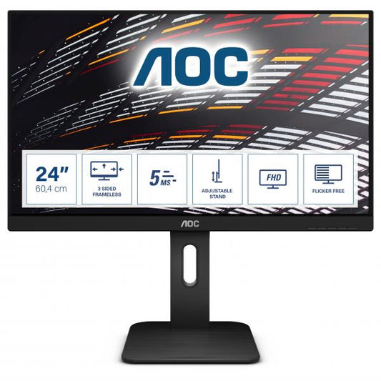 AOC MONITOR 23,8 LED IPS 16:9 FHD 5MS 250 CDM, PIVOT, VGA/DVI/DP/HDMI, MULTIMEDIALE [24P1]