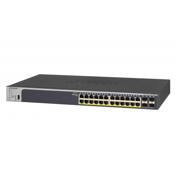 Netgear 24-Port Gigabit Ethernet PoE+ Smart Switch w/ optional Remote/Cloud Management and 4 SFP Ports (380W) [GS728TPP-200EUS]