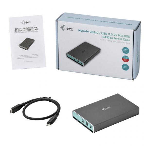 i-tec CAMYSAFEDUALM2 storage drive enclosure External enclosure SSD Aluminum M.2 [CAMYSAFEDUALM2]