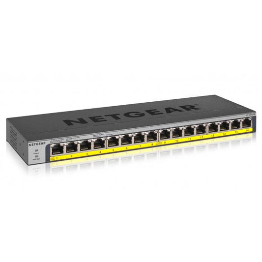 NETGEAR GS116PP Unmanaged Gigabit Ethernet (10/100/1000) Power over Ethernet (PoE) Support Black [GS116PP-100EUS] 