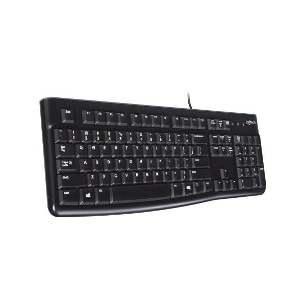 Logitech K120 Tastiera con Cavo per Windows, USB Plug-and-Play, Dimensioni Standard, Resistente agli Schizzi, Barra Spaziatrice Curva, Compatibile con PC, Laptop [920-002492]