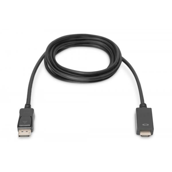 Digitus DisplayPort adapter cable - DP - HDMI type A M/M - 2m - w/lock - DP 1.2_HDMI 2.0 -4K/60Hz - Black [AK-340303-020-S]