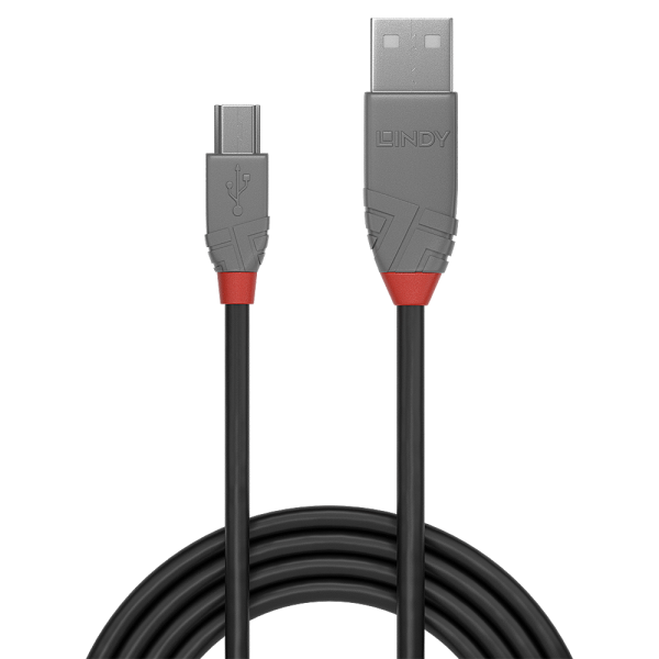 LINDY CAVO 1M USB 2.0 KABEL A/MINI-B, ANTHRA [36722]