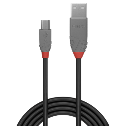 LINDY CAVO 1M USB 2.0 KABEL A/MINI-B, ANTHRA [36722]