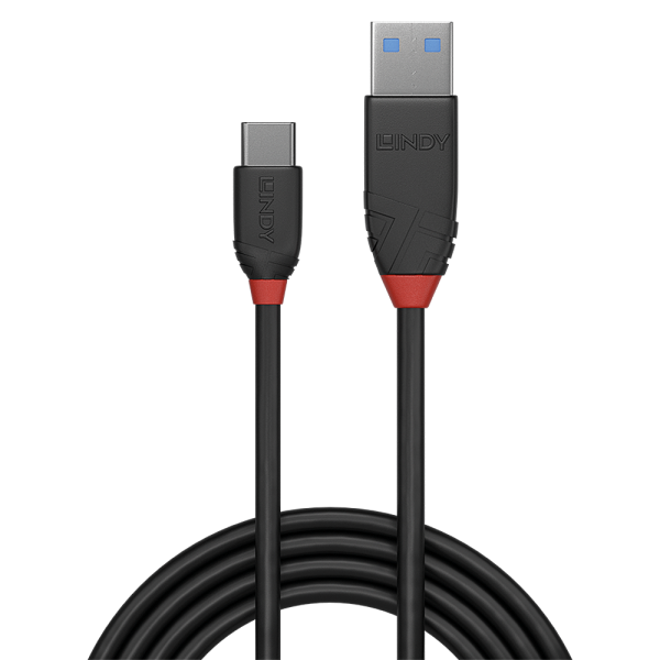 LINDY USB 3.1 CABLE TYPE C/A BLACK LINE 1M [36916]