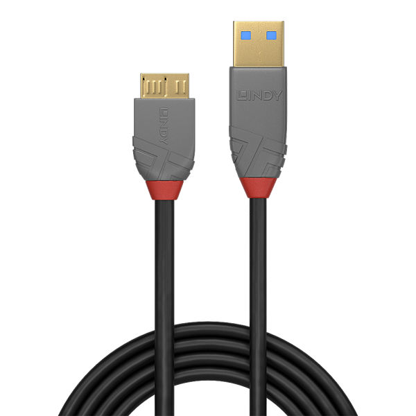 LINDY USB CABLE ANTHRA LINE 3.0 TYPE A MALE TO MICRO B MALE 1 MT TRIPLE SHIELDING PVC SHELL 10 YEARS WARRANTY [36766]