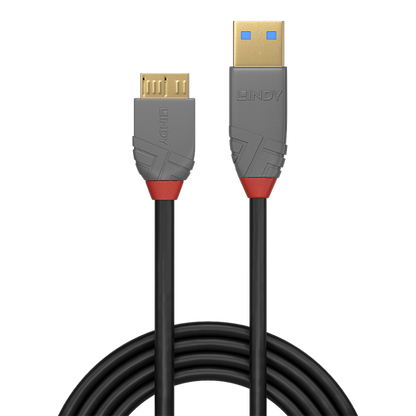 LINDY USB CABLE ANTHRA LINE 3.0 TYPE A MALE TO MICRO B MALE 1 MT TRIPLE SHIELDING PVC SHELL 10 YEARS WARRANTY [36766]