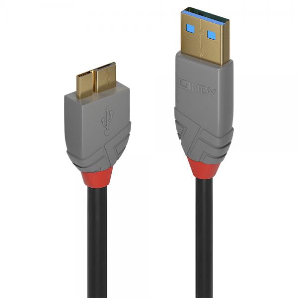 LINDY USB CABLE ANTHRA LINE 3.0 TYPE A MALE TO MICRO B MALE 1 MT TRIPLE SHIELDING PVC SHELL 10 YEARS WARRANTY [36766]