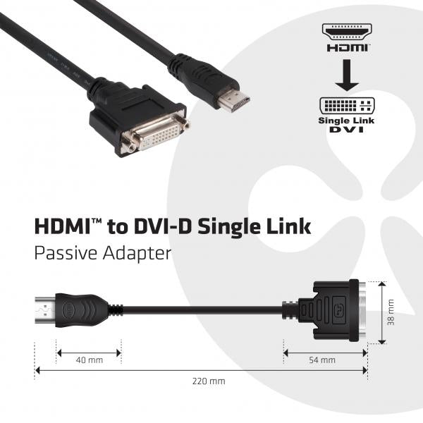 CLUB3D ADATTATORE PASSIVO HDMI MALE TO DVI-D FEMALE [CAC-HMD-DFD]