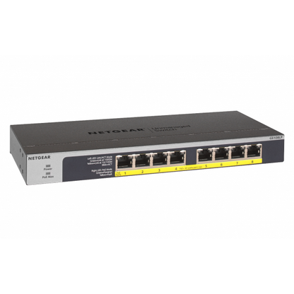 NETGEAR GS108LP Unmanaged Gigabit Ethernet (10/100/1000) Support Power over Ethernet (PoE) 1U Black, Gray [GS108LP-100EUS] 