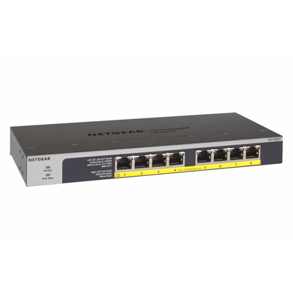 NETGEAR GS108LP Unmanaged Gigabit Ethernet (10/100/1000) Support Power over Ethernet (PoE) 1U Black, Gray [GS108LP-100EUS] 