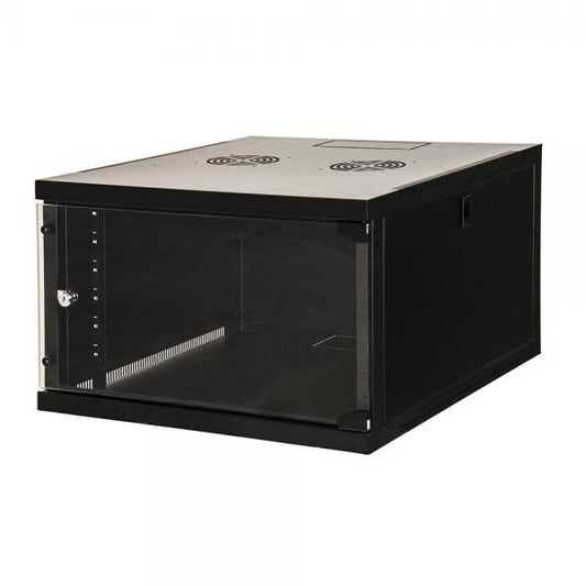 LINK ARMADIO RACK 19" 6 UNITA DA MURO (A)350X (L)540 X PROFONDITA 600 MM. COLORE NERO PORTA VETRO [LK1907U66N]