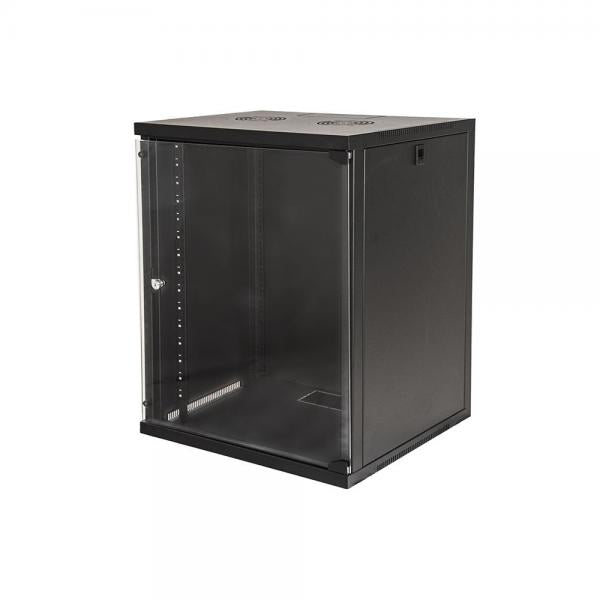 LINK ARMADIO RACK 19 15 UNITA DA MURO (A)750X (L)540 X PROFONDITA 600 MM. COLORE NERO PORTA VETRO [LK1915U66N]