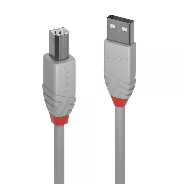 LINDY CAVO USB ANTHRA LINE 2.0 TIPO A MASCHIO A A B MASCHIO 5 MT DOPPIA SCHERMATURA GUSCIO IN PVC GRIGIO 10 ANNI DI GARANZIA [36685]