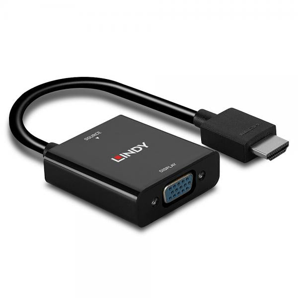 Lindy 38291 cavo e adattatore video 0,1 m HDMI tipo A (Standard) VGA (D-Sub) Nero [LINDY38291]