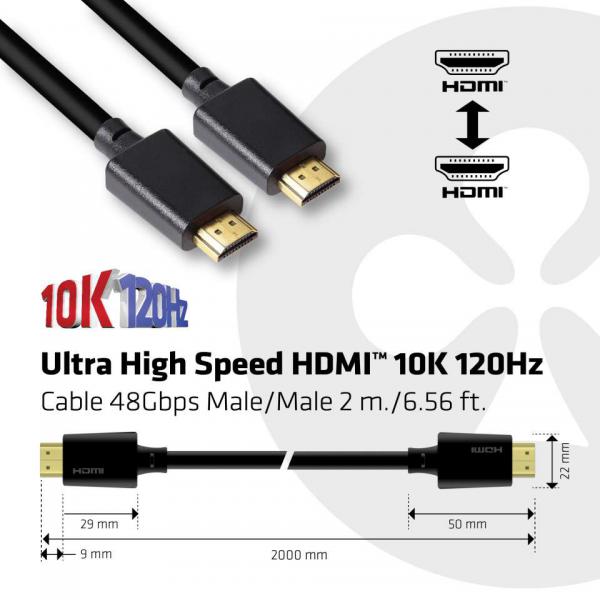 CLUB3D HDMI 2.1 MALE TO HDMI 2.1 MALE ULTRA HIGH SPEED 10K 120HZ 2M/ 6.56FT [CAC-1372]