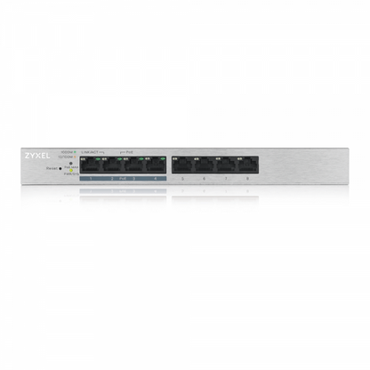 ZYXEL SWITCH NO ADMINISTRADO MÁS 8 PUERTOS GIGABIT (4 PoE), FÁCIL GESTIÓN PARA VLAN, QoS, DISEÑO SIN VENTILADOR, ESCRITORIO [GS1200-8HPV2-EU0101F] 