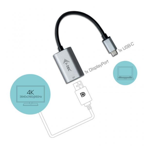 i-tec Metal USB-C Display Port Adapter 4K/60Hz [C31METALDP60HZ]