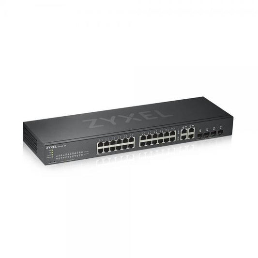 SWITCH ZYXEL GESTIONADO NEBULAFLEX 24 PUERTOS GIGABIT + 4 PUERTOS DOBLES GIGABIT, IPV6, VLAN, QOS, IGMP, DESI [GS1920-24V2-EU0101F] 