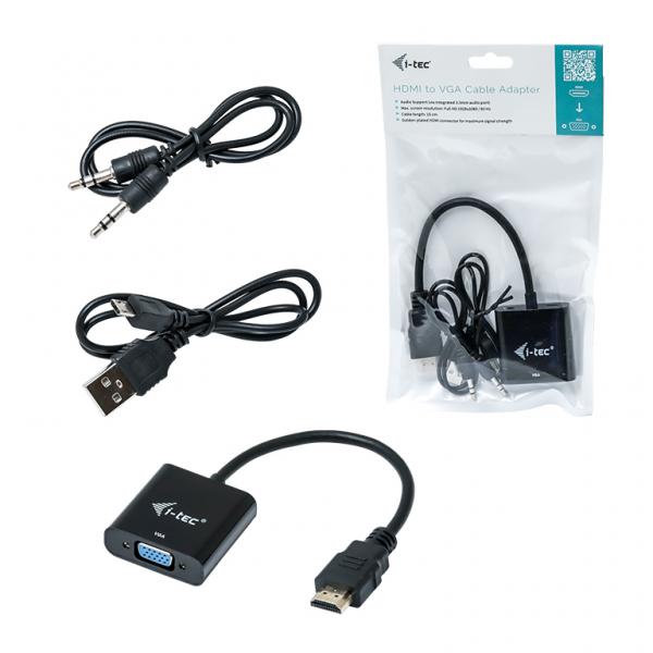 i-tec HDMI2VGAADA cavo e adattatore video 0,15 m HDMI VGA Nero [HDMI2VGAADA]