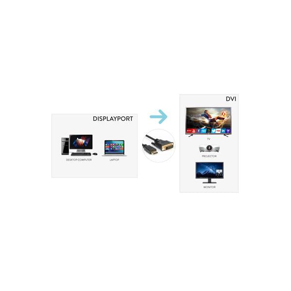 Hamlet XVCDP-DV18 Video Cable and Adapter 1.8 m DisplayPort DVI Black [XVCDP-DV18]