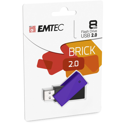 Emtec C350 Brick 2.0 unidad flash USB 8 GB USB tipo A Negro, Púrpura [ECMMD8GC350]