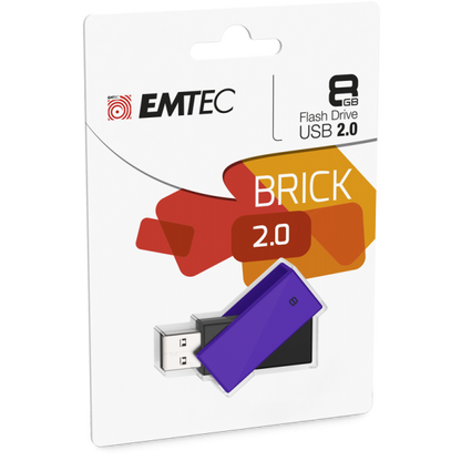 Emtec C350 Brick 2.0 USB flash drive 8 GB USB type A Black, Purple [ECMMD8GC350]