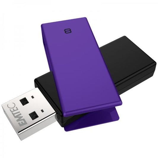 Emtec C350 Brick 2.0 USB flash drive 8 GB USB type A Black, Purple [ECMMD8GC350]