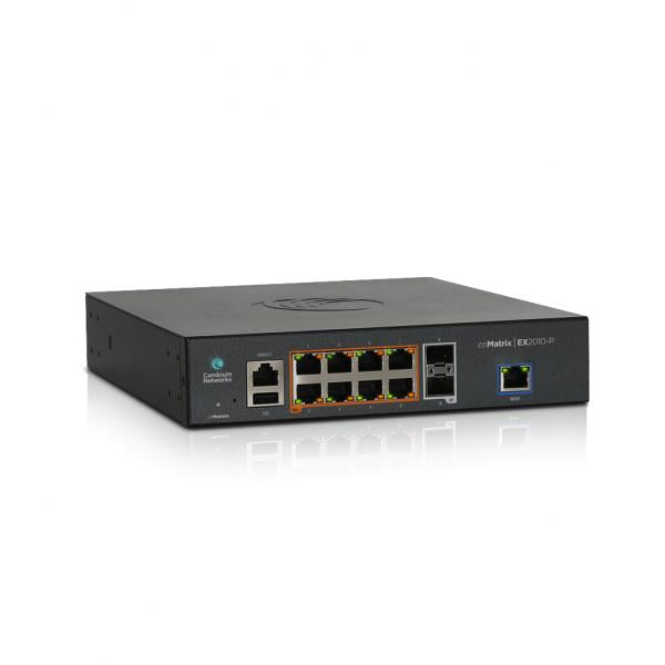 CambiumNetworks,EX2010P,Intelligent Ethernet PoE Switch cnMatrix, 8 x 1G and 2 SFP fiber ports, 100W MX-EX2010PxA-E [MX-EX2010PxA-E]