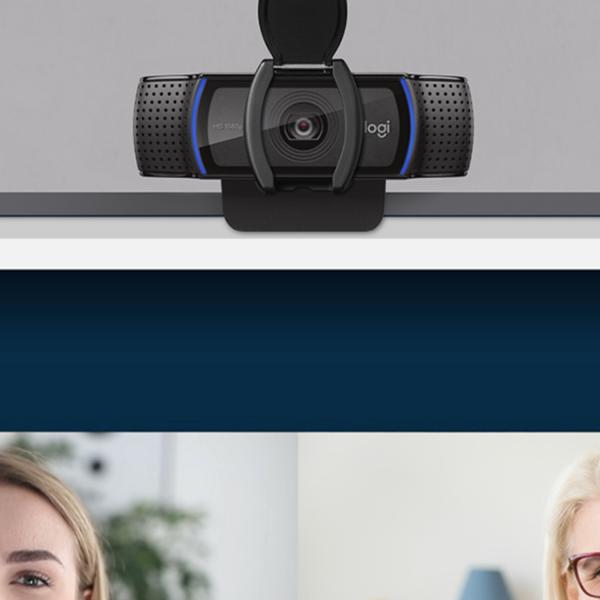 Logitech C920S HD Pro Webcam, Videochiamata Full HD 1080p/30fps, Audio Stereo Chiaro, Correzione Luce HD, Privacy Shutter, Per Skype, Zoom, FaceTime, Hangouts, PC/Mac/Laptop/Tablet/XBox, Nero [960-001252]