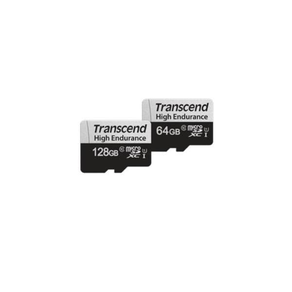 TRANSCEND MEMORY CARD 64GB microSD w/ adapter U1, High Endurance [TS64GUSD350V]