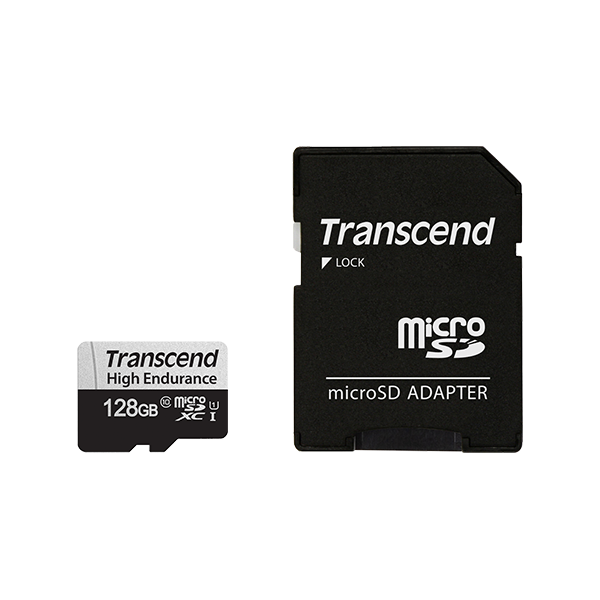 TRANSCEND MEMORY CARD 128GB microSD w/ adapter U1, High Endurance [TS128GUSD350V]