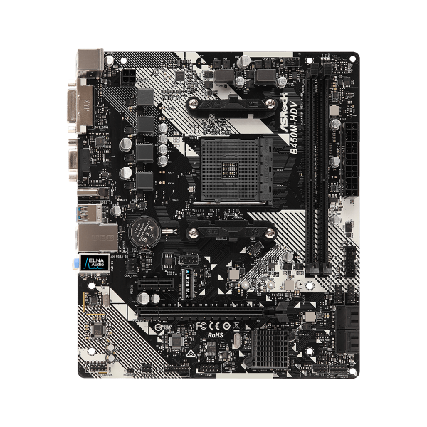 ASROCK MB AMD B450, B450M-HDV R4.0 2DDR4 PCI-E X16 M2 DVI/HDMI MATX [B450M-HDV R4.0]