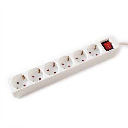 VALUE POWER STRIP, 6X, WITH SWITCH, WHITE, 1.5M, SHUKO [19.99.1084]