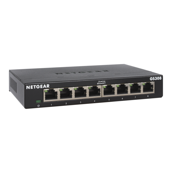 NETGEAR GS308-300PES Network Switch Unmanaged L2 Gigabit Ethernet (10/100/1000) Black [GS308-300PES] 