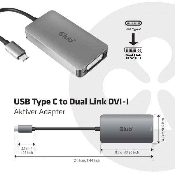 CLUB3D USB TYPE C TO DVI DUAL LINK SUPPORTS 4K30HZ RESOLUTIONS [CAC-1510] 