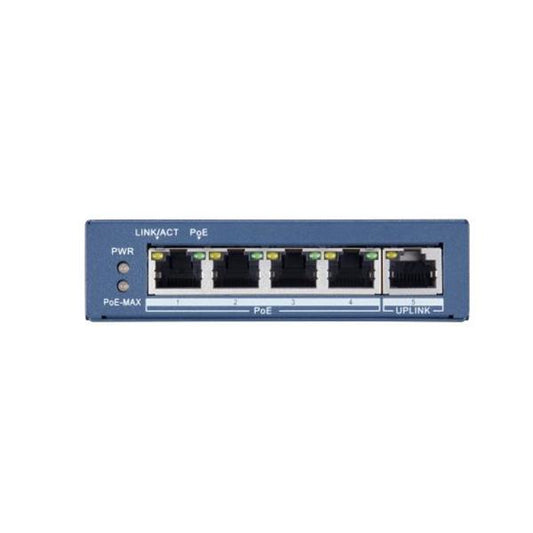 HIKVISION SWITCH 4 PORT GIGABIT UNMANAGED POE SWITCH 1 GIGABIT RJ45 UPLINK PORT, 802.3AF/AT, POE PO [DS-3E0505P-E]