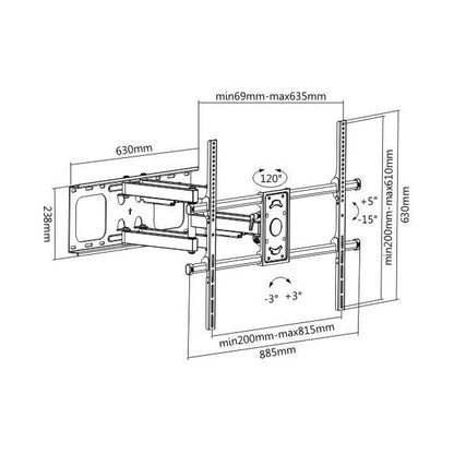 LINK STAFFA A MURO PER MONITOR TV 60-100" FINO A 75KG [LKBR45]