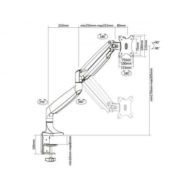 ITB MB3262 soporte de mesa para TV de pantalla plana 81,3 cm (32") Negro [MB3262]