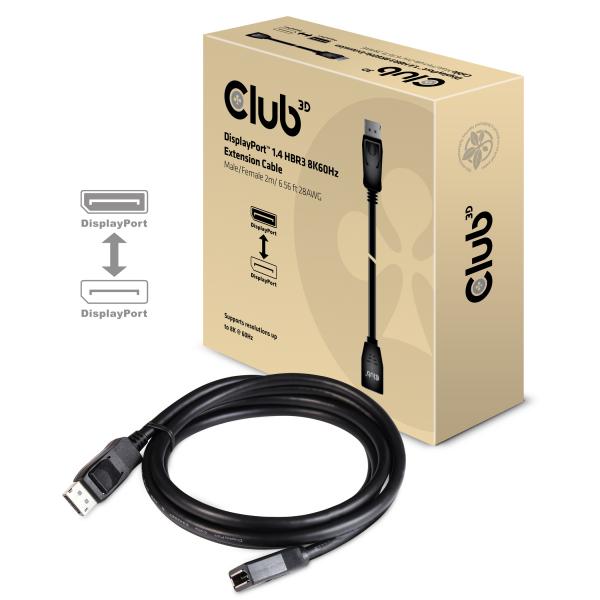 CLUB 3D RT 1.4 HBR3 EXTENSION CABLE 8K60HZ M/F 2M /6.56FT [CAC-1022]