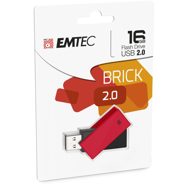 Emtec C350 Brick unità flash USB 16 GB USB tipo A 2.0 Nero, Rosso [ECMMD16GC350]