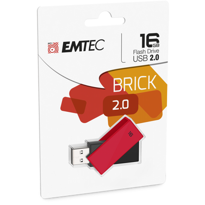 Emtec C350 Brick unità flash USB 16 GB USB tipo A 2.0 Nero, Rosso [ECMMD16GC350]