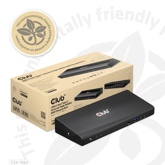 CLUB3D CHARGING DOCK 60W USB TYPE C 3.2 GEN 1 UNIVERSAL TRIPLE 4K [CSV-1562]