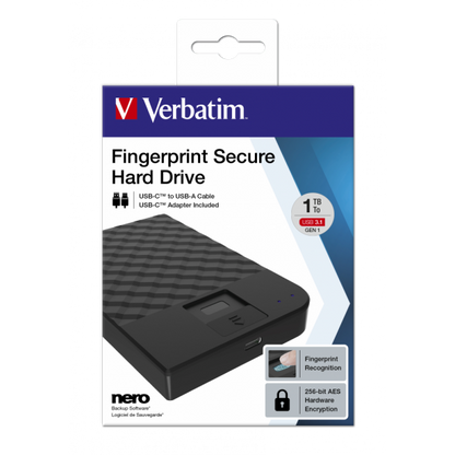 Verbatim Disco Rigido Portatile Fingerprint Secure da 1 TB [53650]