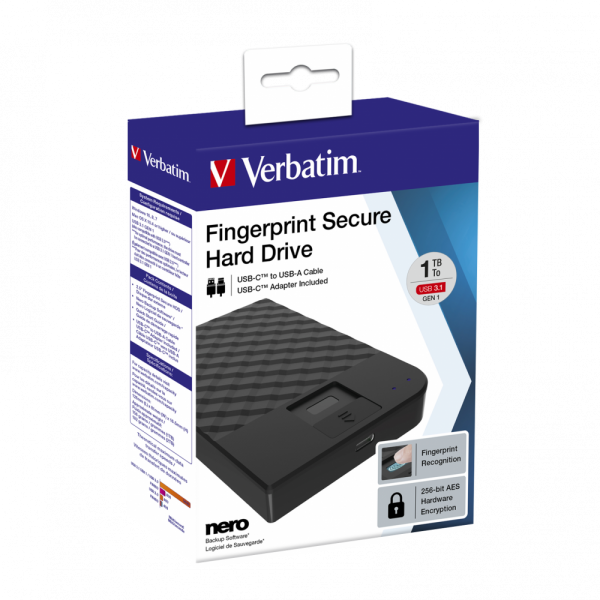 Verbatim Disco Rigido Portatile Fingerprint Secure da 1 TB [53650]