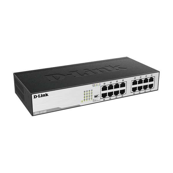 D-Link DGS-1016D switch di rete Non gestito Gigabit Ethernet (10/100/1000) 1U Nero, Argento [DGS-1016D]