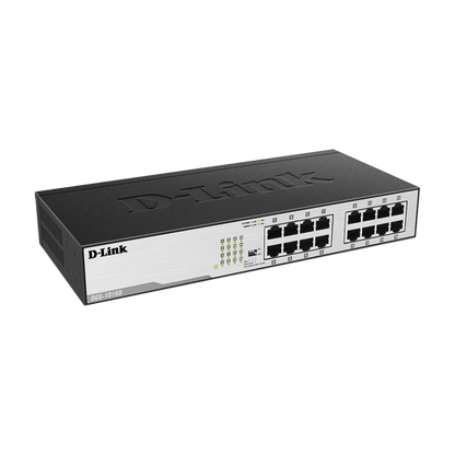 D-Link DGS-1016D switch di rete Non gestito Gigabit Ethernet (10/100/1000) 1U Nero, Argento [DGS-1016D]