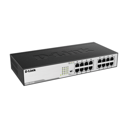 D-Link DGS-1016D conmutador de red No administrado Gigabit Ethernet (10/100/1000) 1U Negro, Plata [DGS-1016D] 